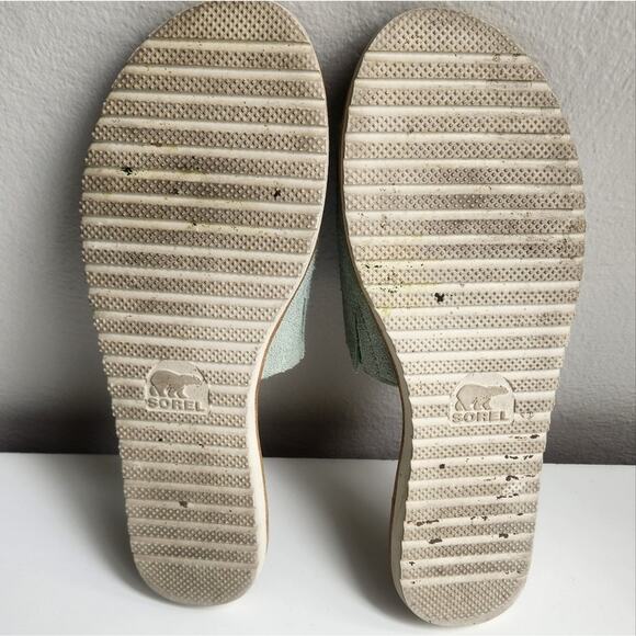 Sorel Women's Ella Block Slide Sandal Flats Suede Mint Green 8 - Picture 5 of 11